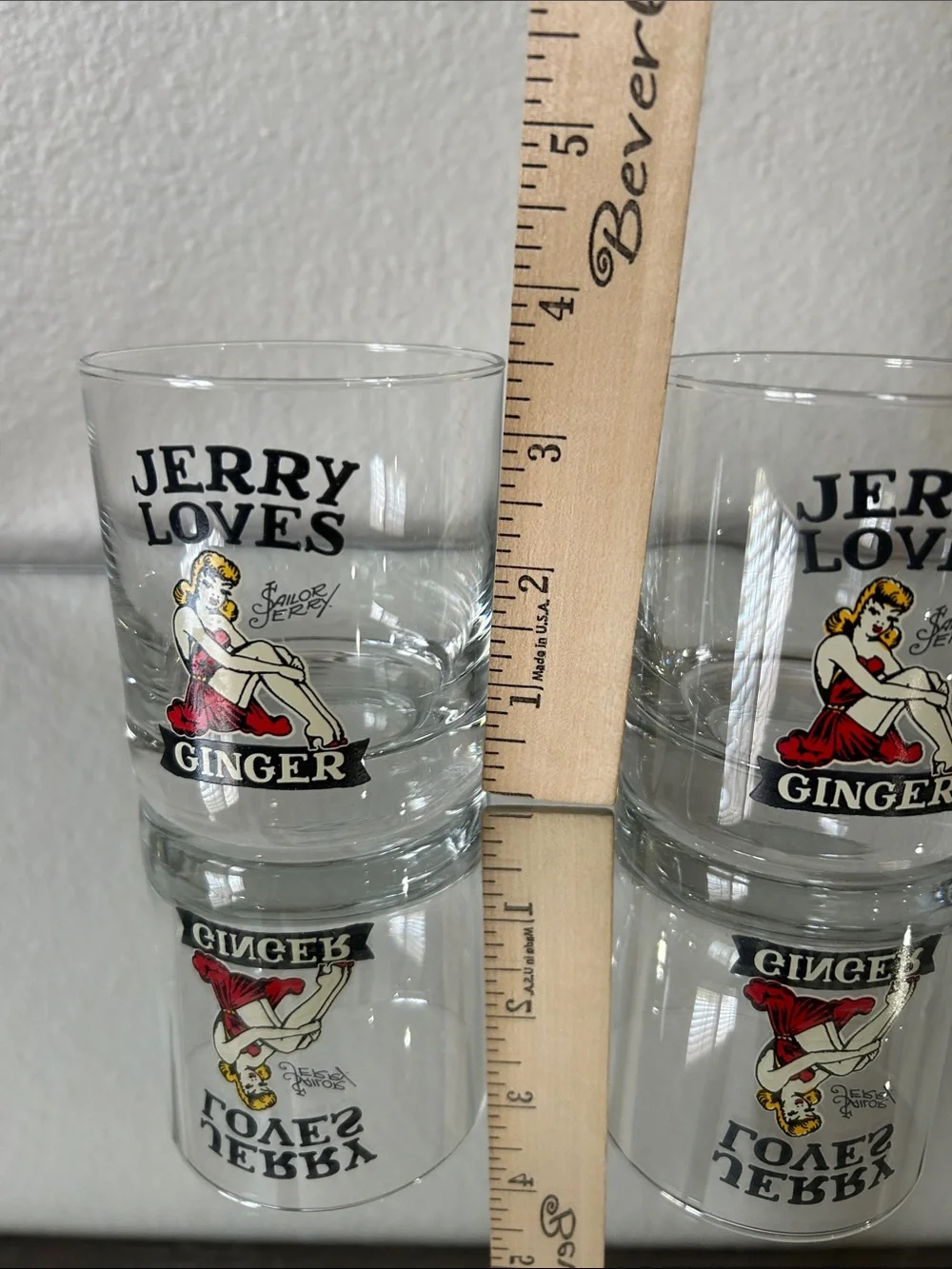 Sailor Jerry “Jerry Loves Ginger” glasses - Set of 2, NEW